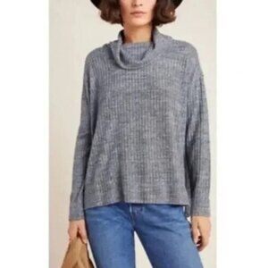 Maeve by Anthropologie Gray Ribbed Chunky Knit Sweater Cowl Neck Size Medium
